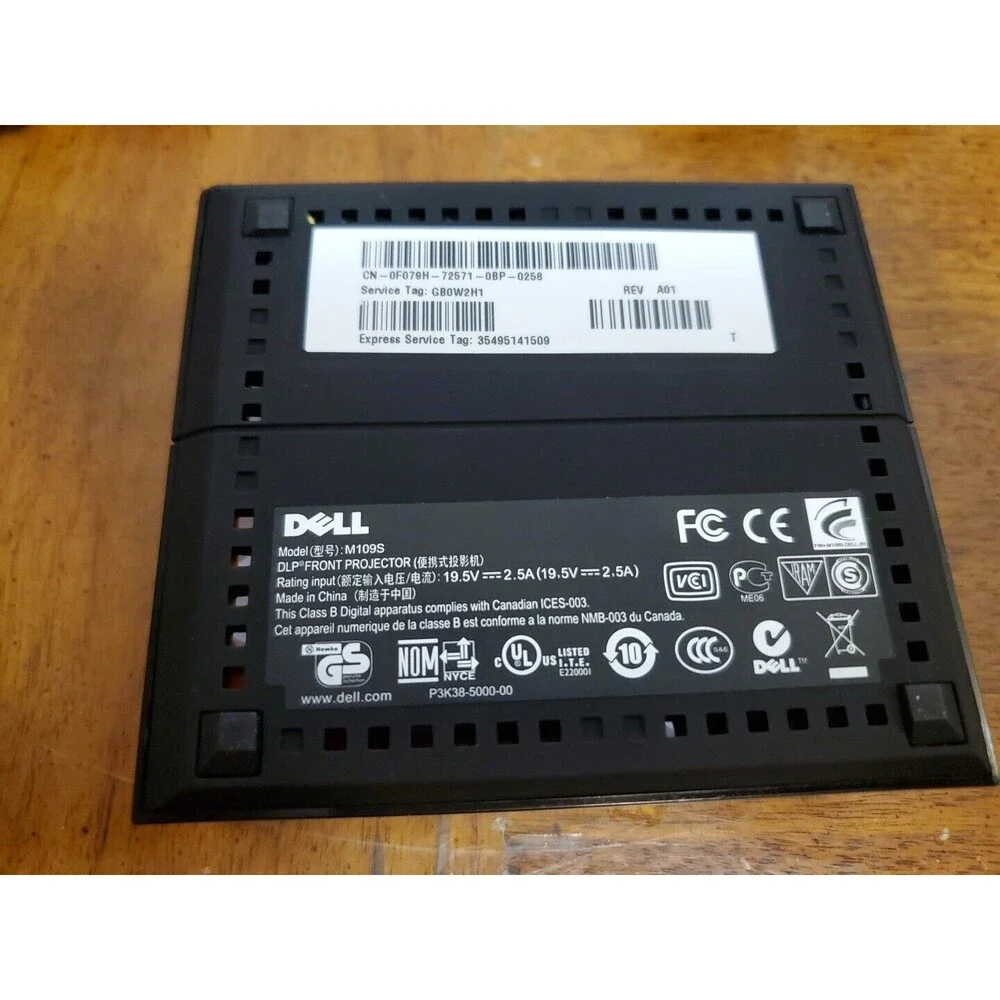 Dell M109S DLP Portable Projector Easy On The Go With Power & Connector Cords